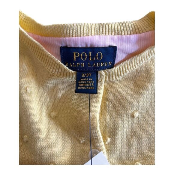 NWT Polo Ralph Lauren Girls Jacket Yellow 6X Knit-Cotton Cardigan - Picture 3 of 5